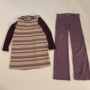 Tea Collection Brown and Cream Striped Top and Leggings